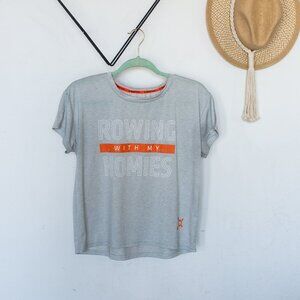 Orangetheory OTF // Grey Cropped Crewneck Tee "Rowing With My Homies"